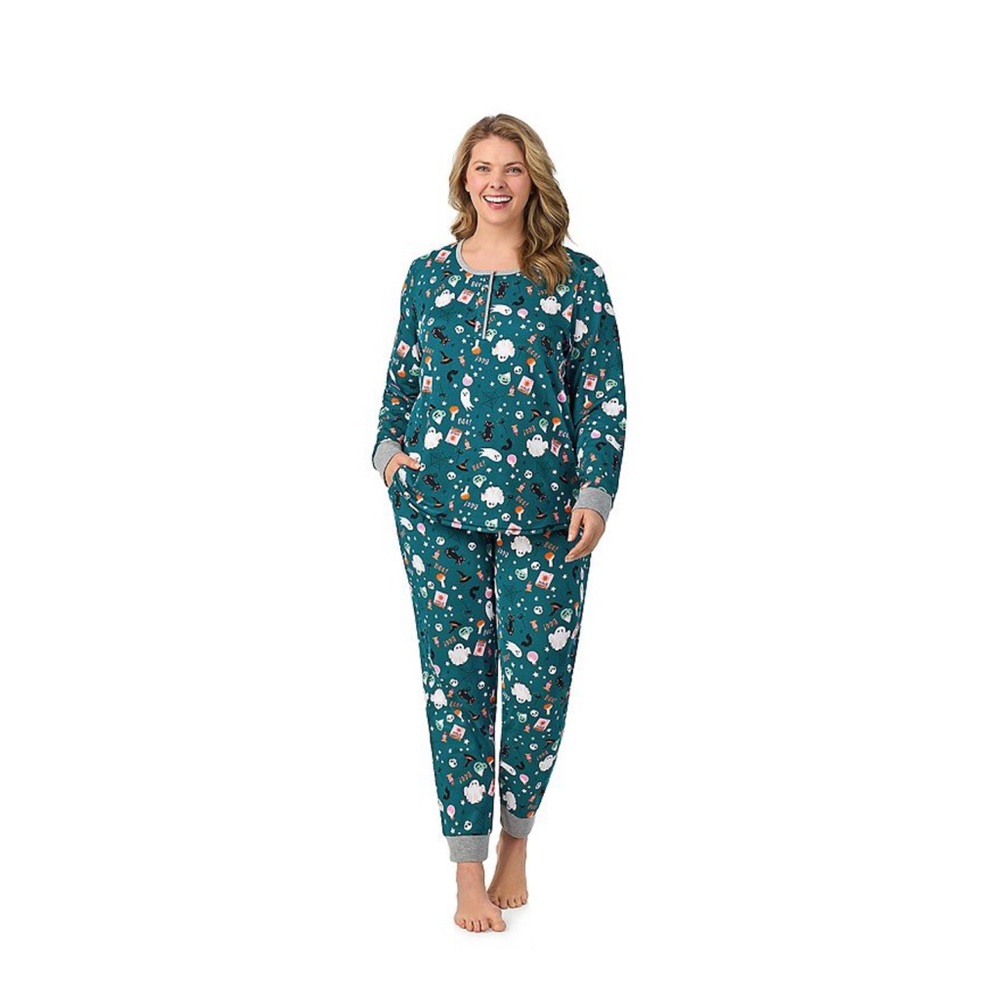 Cuddl duds Halloween long sleeve Henley pajamas top and joggers set